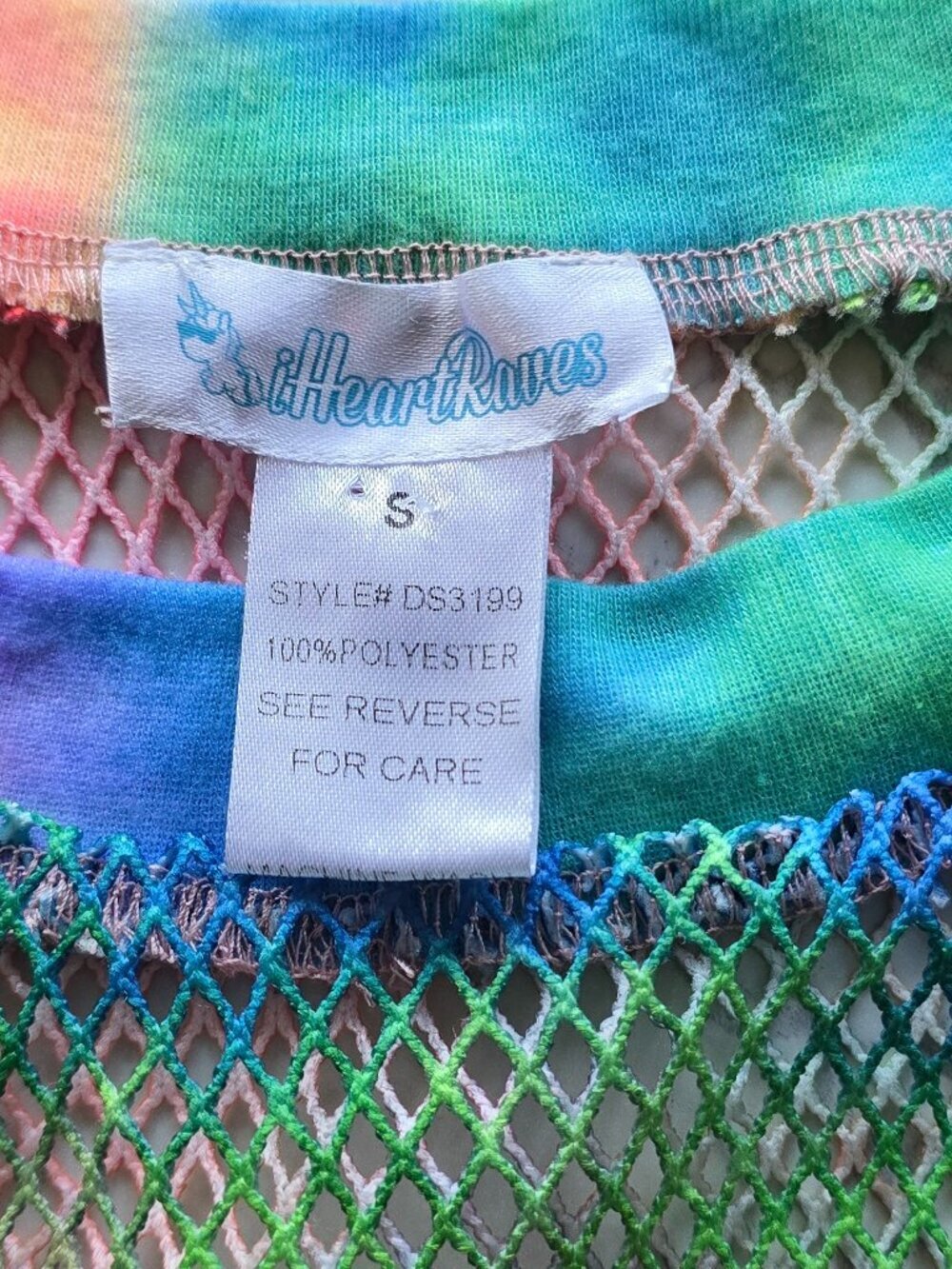 Rainbow Tie Dye Mesh Top Sheer - Picture 2 of 5